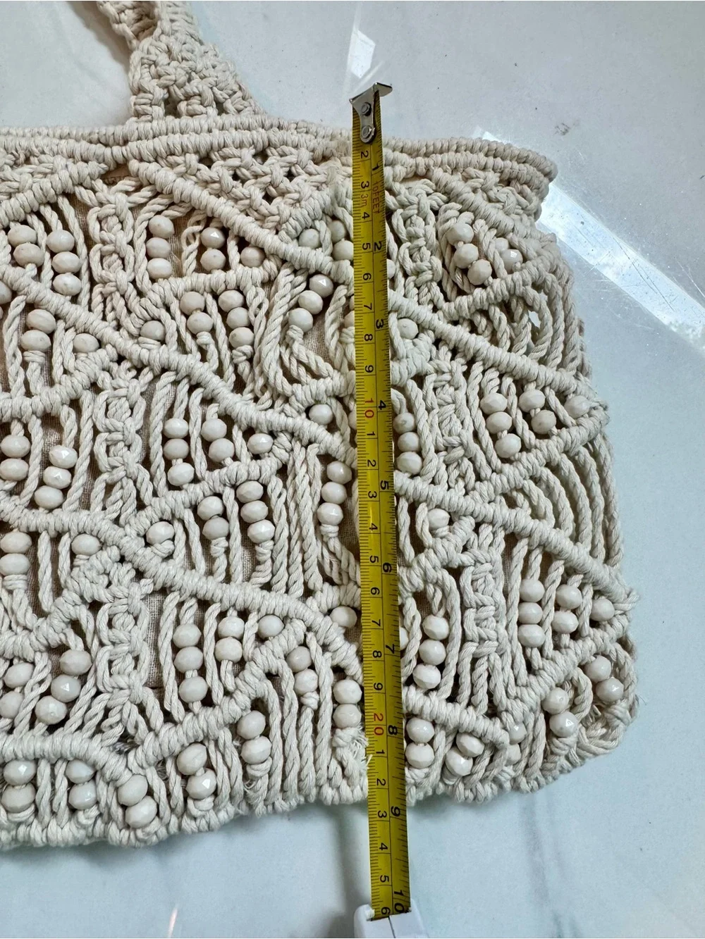 Handcrafted Macramé Tote Bag in Cream